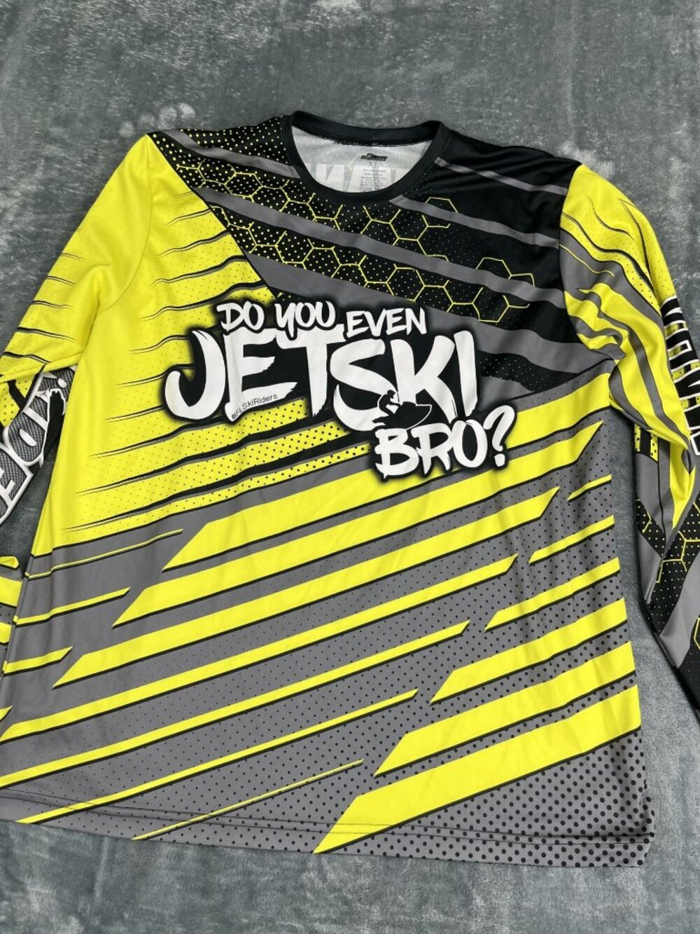 Kwane Mens Do You Even Jetski Bro Yellow Gray Long Sleeve Jersey XL